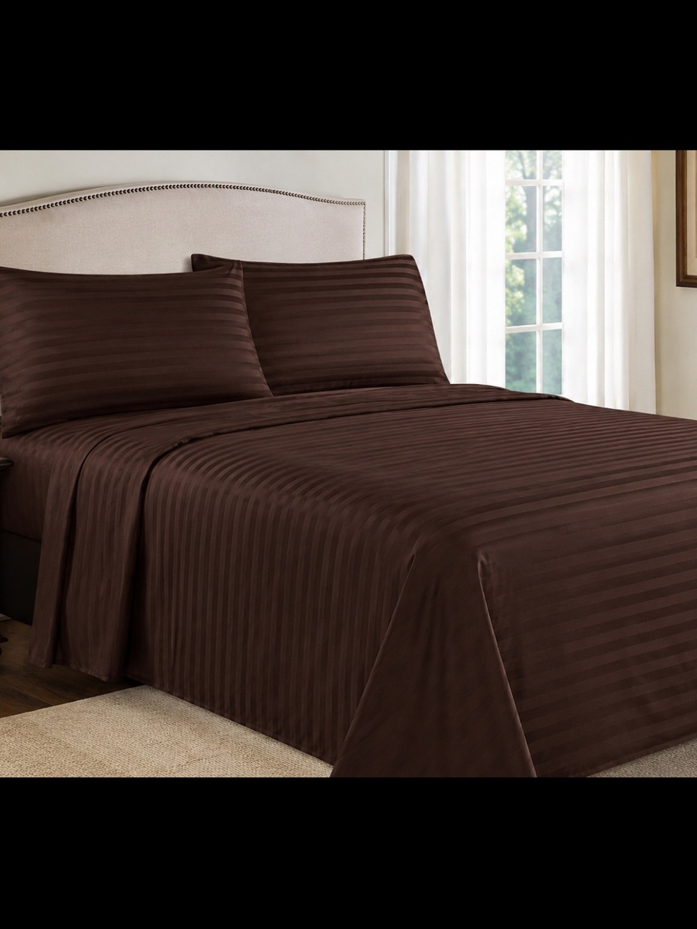 Allure 3000 King 4-Piece Sheet Set Brown Bamboo Blend, Deep Pocket, Cooling